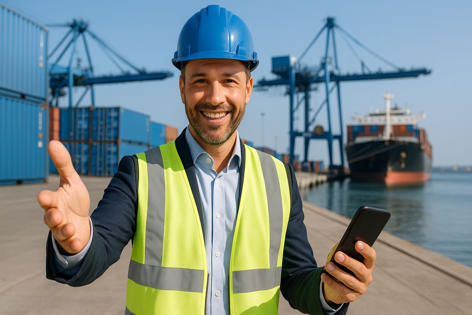 Gerente logístico dando la bienvenida